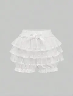 ROMWE レース リボン ショートパンツ みせぱん ホワイト 白