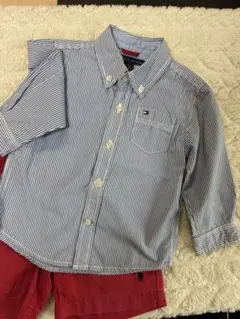 TOMMYHILFIGERベビー長袖シャツ24Mストライプブルー男の子フォーマル