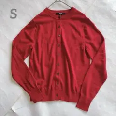 UNIQLOメリノクルーネックカーディガン　長袖　Sサイズ　レッド/赤