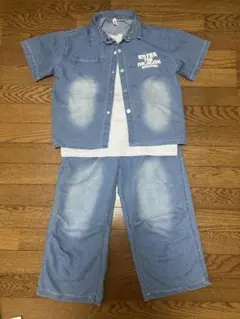 美品 キッズ ダンス衣装 3点 デニム 男の子