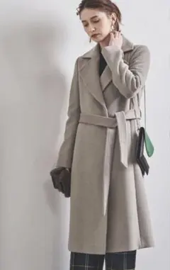 UNITED　ARROWS　アンゴラウール　ロングコート　グレージュ　38