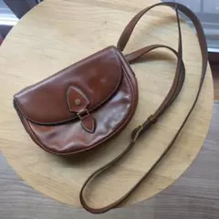 AIGNERブラウンレザーショルダーバッグ