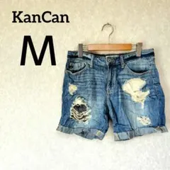 一点物✨KanCan【Ｍ】ダメージデニムショートパンツ クラッシュ加工