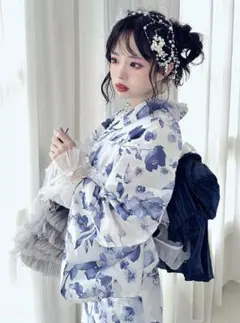 ②GRL [gi1506] ぼかし花柄浴衣セット 浴衣と帯 2点セット ひめか 