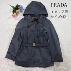 希少 プラダ ナイロンジャケット フーディ 42 刻印バックル イタリア製のサムネイル