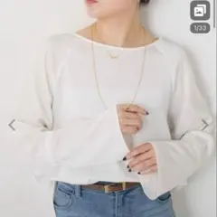 COLLAGE GALLARDAGALANTE 袖フレアサテンブラウス