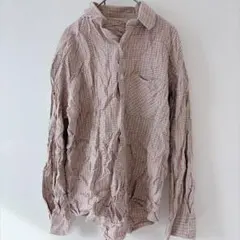 長袖 ネルシャツ メンズ Mサイズ 相当 チェック柄 カジュアル オレンジ 古着