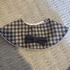 チェック柄リボン付きスタイ