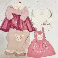 クーラクール80 ワンピース　セット　ジャンスカ　うさぎ　メゾピアノ