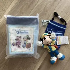 未使用バケパ　ポップコーンケース、ミッキーくっつきぬいぐるみ、ショルダーバッグ
