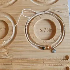 麻紐ビーズチャームブレスレット 6.75in