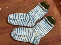 手編み靴下　KFS気仙沼ゼブラそら