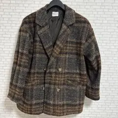 classicalelf チェック柄オーバーサイズダブルジャケットコート