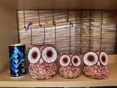 バリ雑貨 フクロウ木彫り3点セット