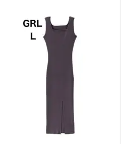 グレイル スリットスクエアネックノースリーブリブニットワンピース[rut924]