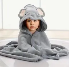 キッズ ベビー バスタオル ローブ ポンチョ フード付き おくるみ 象さん
