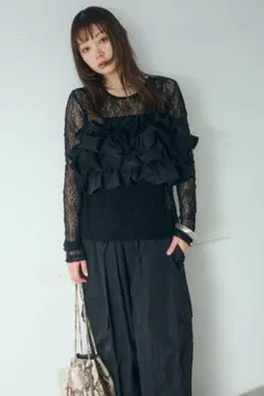 美品 verite フラワートップス ブラック バルーンスリーブ - メルカリ