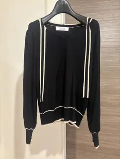 ストライプデザイン ブラックニットセーター サイズ2