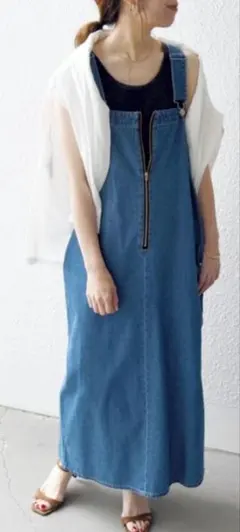 SHIPSany（洗濯機可）フロントジップジャンパースカート試着のみ!!