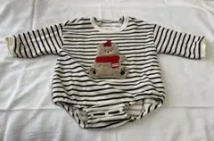 ベビー　ボーダー柄くまさんロンパース　70