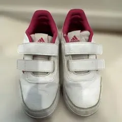 adidas ホワイト/ピンク スニーカー ベルクロ　18センチ