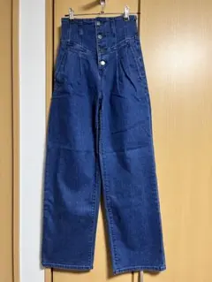 GU S ハイウエスト ブルー デニムパンツ