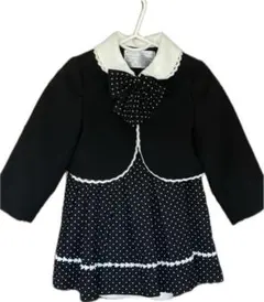 フォーマルドレス 黒と白の水玉模様　ジャケット　ワンピース　セット　90cm