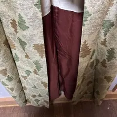 小紋着物 緑と茶色の木の葉模様、表美品、指差し裏地に保管にて淡いアク、襟淡い汚れ