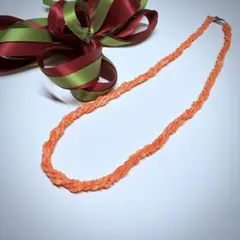 日本産本珊瑚　サンゴ　シルバー　4連巻き　ネックレス