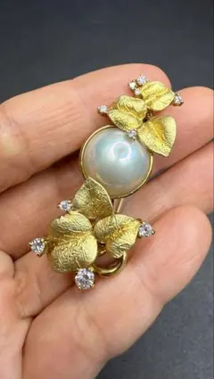 ブローチ ペンダントトップ 両用 真珠 フラワー マベパール　中古美品12.2g