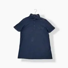 COMME CA ISM コットン ストレッチ 半袖 ポロシャツ ネイビー Lのサムネイル