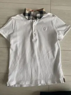 BURBERRY チェック襟 ホワイトポロシャツ 120センチ
