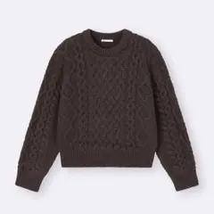 ケーブルクルーネックニットプルオーバー