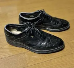 美品 ミズノプロ 本革シューズ 26.5 ウイングチップ 黒 ラバーソール雨天に