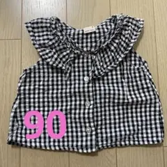 petit main フリル襟チェックシャツ 90