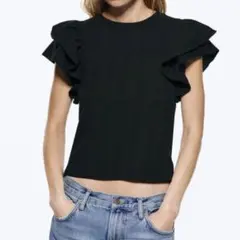 ZARA フリル ノースリーブ トップス