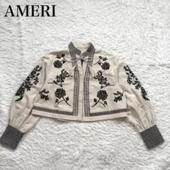 アメリ　ジャケット　刺繍　花柄　リネン　麻　フラワーエンブロイダリーのサムネイル