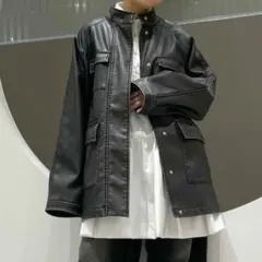 KBF ウォッシュドサファリジャケット フェイクレザー オーバーサイズのサムネイル