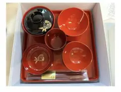 日枝神社　 お食い初め用 赤黒器セット