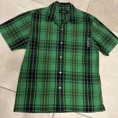 X-LARGE グリーン チェック柄シャツ S 半袖　エクストララージ 緑