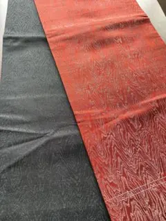 アンティーク袋帯☆ブラックと思色のリバーシブルにカッコいい流れる様なデザイン