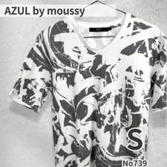 AZUL MOUSSY アズール Vネック Tシャツ 総柄 半袖 メンズ S