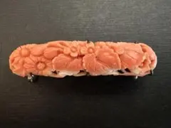 アンティーク 帯留め 花彫刻 珊瑚 / 和装