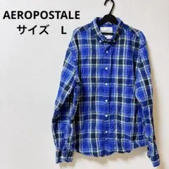 AEROPOSTALE 青系チェック 長袖シャツ L