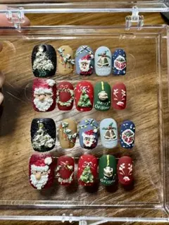 クリスマスデザイン ネイルチップセット S M サイズ