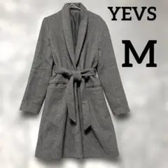 YEVS グレー ロングコート ベルト付き イーブス　ウール　襟付き　無地のサムネイル