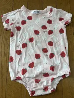 ミッフィー　いちご柄ロンパース 80