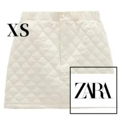 ZARA ザラ キルティング ミニスカート XS アイボリー ホワイト タイト