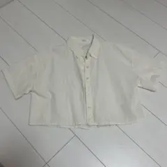 comme ça ホワイト 半袖 クロップドシャツ