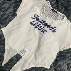INGNI フロント刺繍ロゴ シフォンレイヤード風 半袖トップス アイボリー